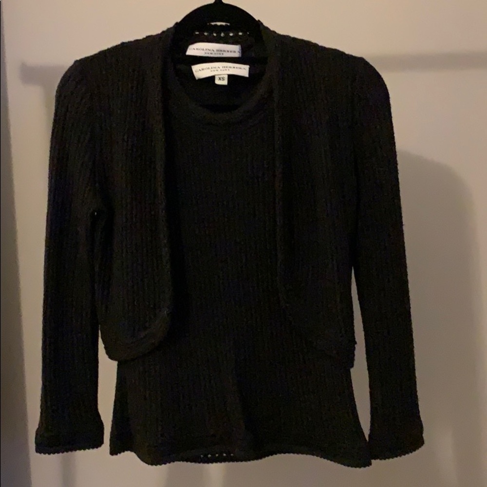 Carolina Herrera black shell&cardigan sweater set